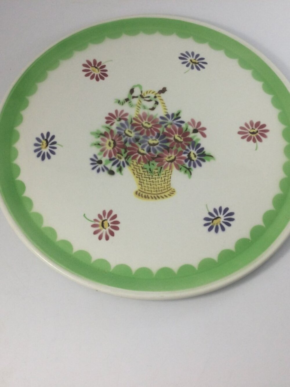 Vintage Ceramic Flat Serving Cake Platter Floral 12" Made in Germany